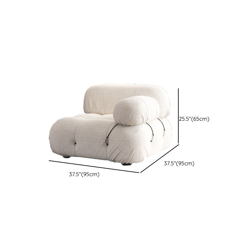 Contemporary Stationary Velvet Sofa Sewn Pillow Back White Settee