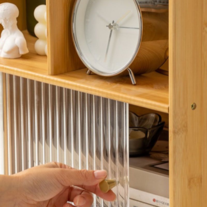 Contemporary Open Back Horizontal Bookshelf Bamboo Bookshelf for Office