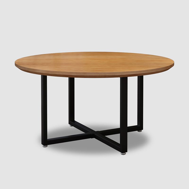 Pine Solid Wood Round Dining Table Iron Sled Base Dining Table for Dining