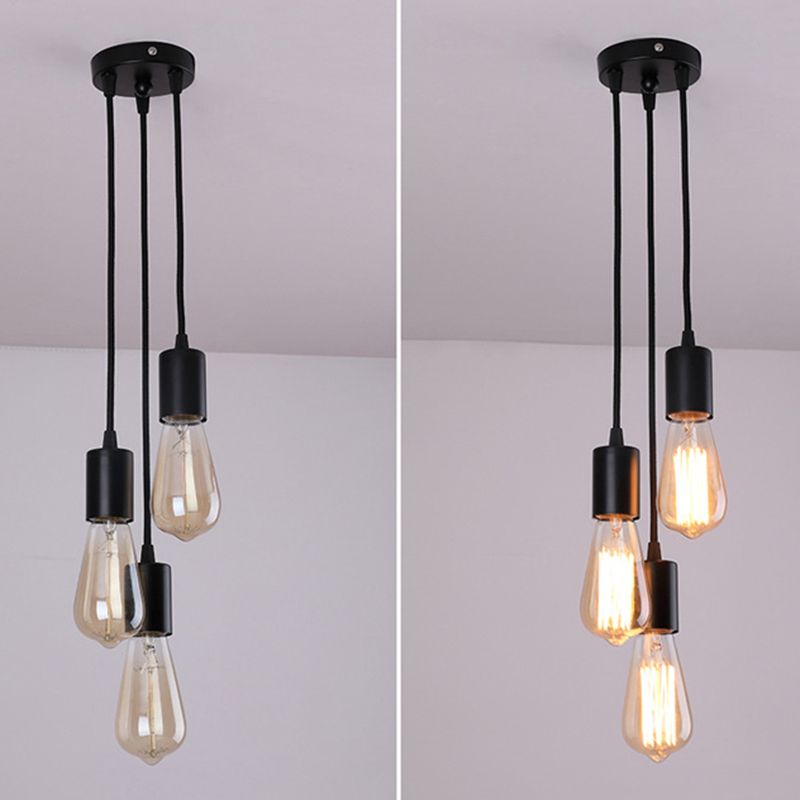 Exposed Bulb Restaurant Down Lighting Pendant Simplicity Metal Hanging Ceiling Light