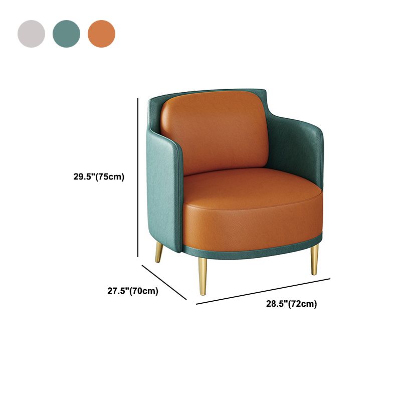 Modern Sloped Arm Curved Sofa Faux Leather Moon Shape Sofa for Living Room