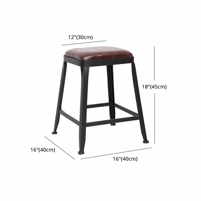 Wooden Square Seat Barstool Industrial Metal Counter Stool with Backrest