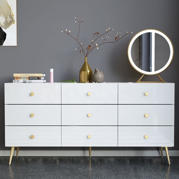 White-gold Buffet Table Wood Glam Style Kitchen Table for Dinning Room