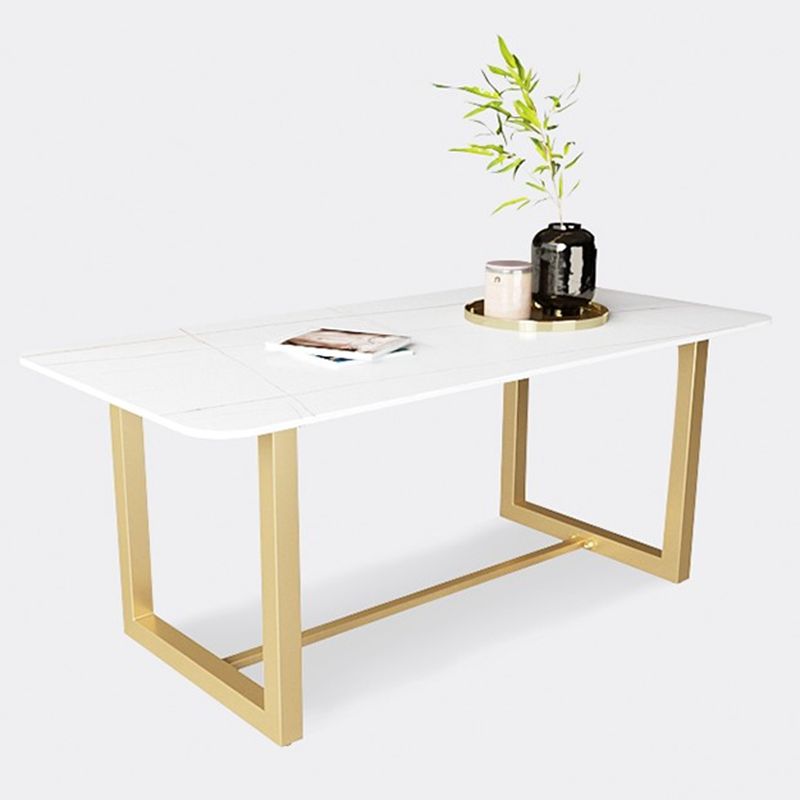Luxury Sintered Stone Top Dining Table Rectangle Table with Trestle Base
