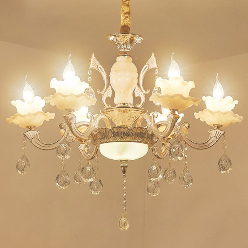 Bougette blanche Cougie lustre Light Traditional Grosted Glass Living Room Pendant Crystal Deco