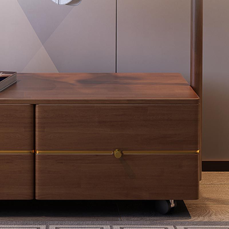 Contemporary Movable Wardrobe Wooden Bedroom Armoire with Drawers