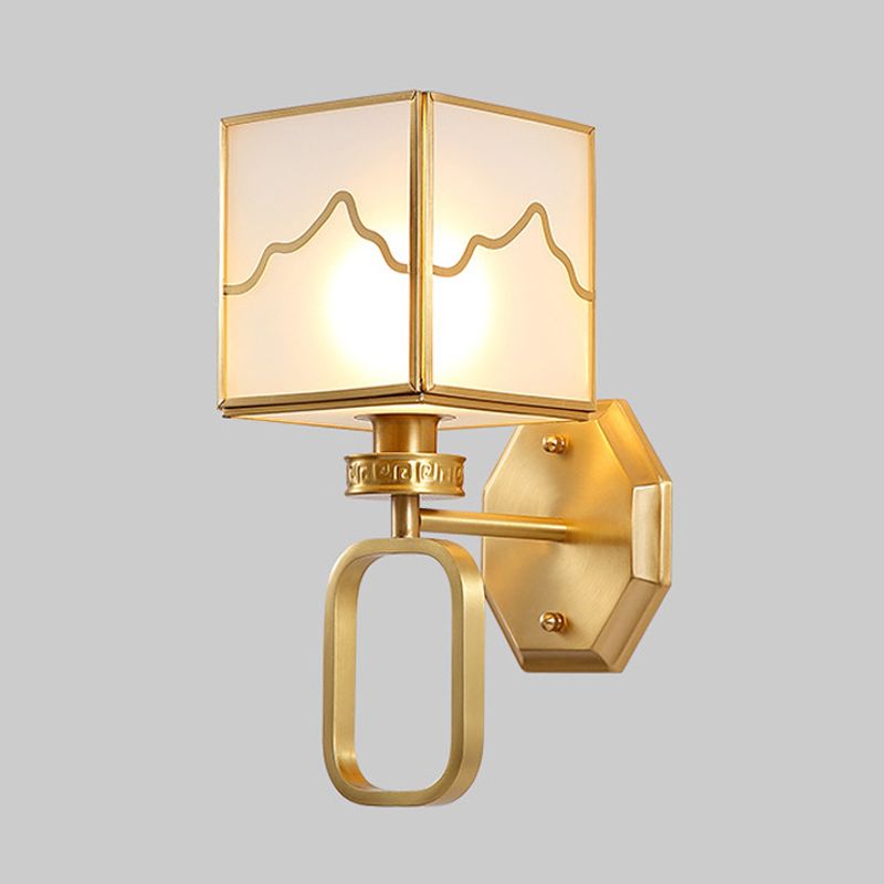 1 Light Square Wall Mounted Light Fixture Modern Wall Mounted Lighting in Gold Finish