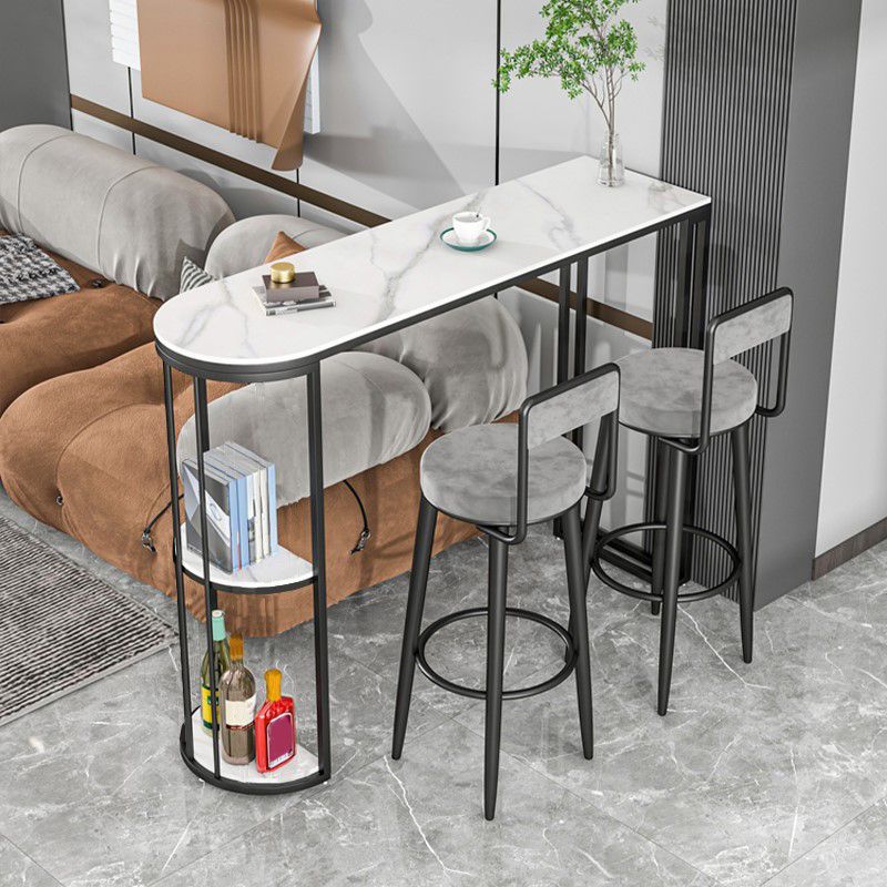 Modern 1/2/3 Pieces Bar Table Set Stone Counter Table with High Stools