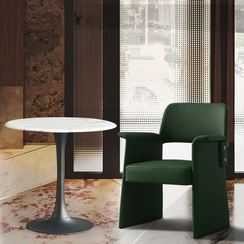 Modern Style Arm Chair Faux Leather Open Back Dining Chair for Dining Room