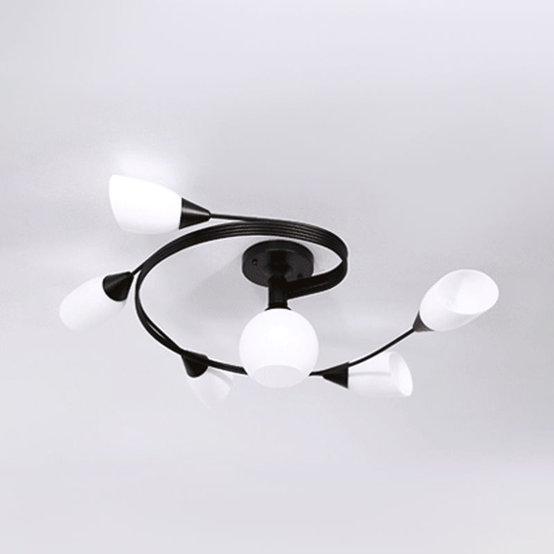Plafonnier semi-encastré en verre noir, plafonnier géométrique en fer de Style moderne pour le salon
