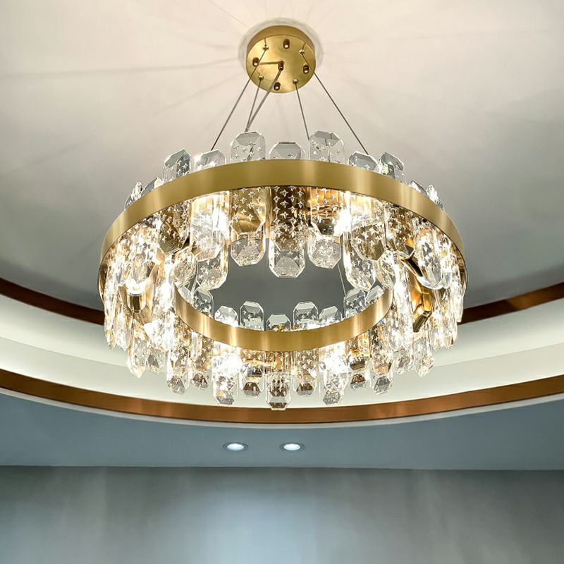 K9 Kristallschleife geformtes Anhänger Licht minimalistische 8-Fulb-Goldplattleuchterlicht