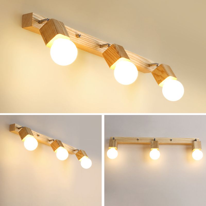 Nordic Mirror Cabinet Vanity Lighting Ideas Wooden LED Vanity Light for Dressing Table