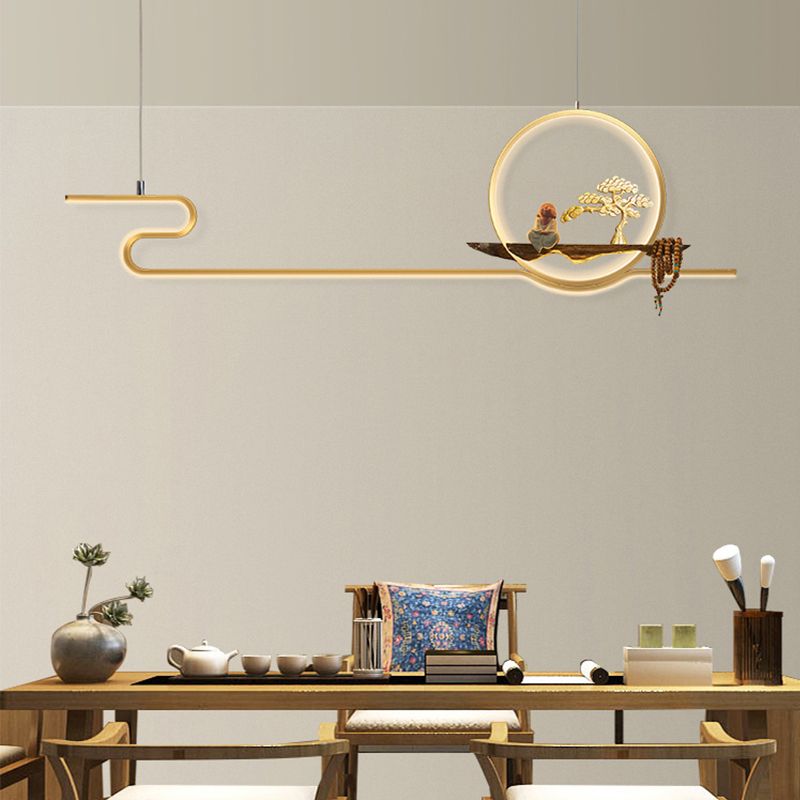 Contemporary Kitchen Pendant Lights Linear Hanging Light Fixtures Metal 2 Light