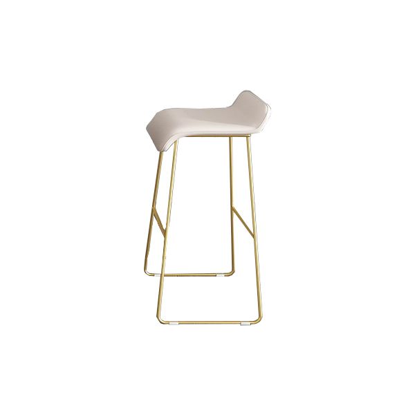 Faux Leather Bar Stool Modern Bar Height Armless Stool with Gold Base