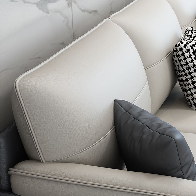 Faux Leather Pillow Back Sectional Sofa Flared Arm Sofa & Chaise