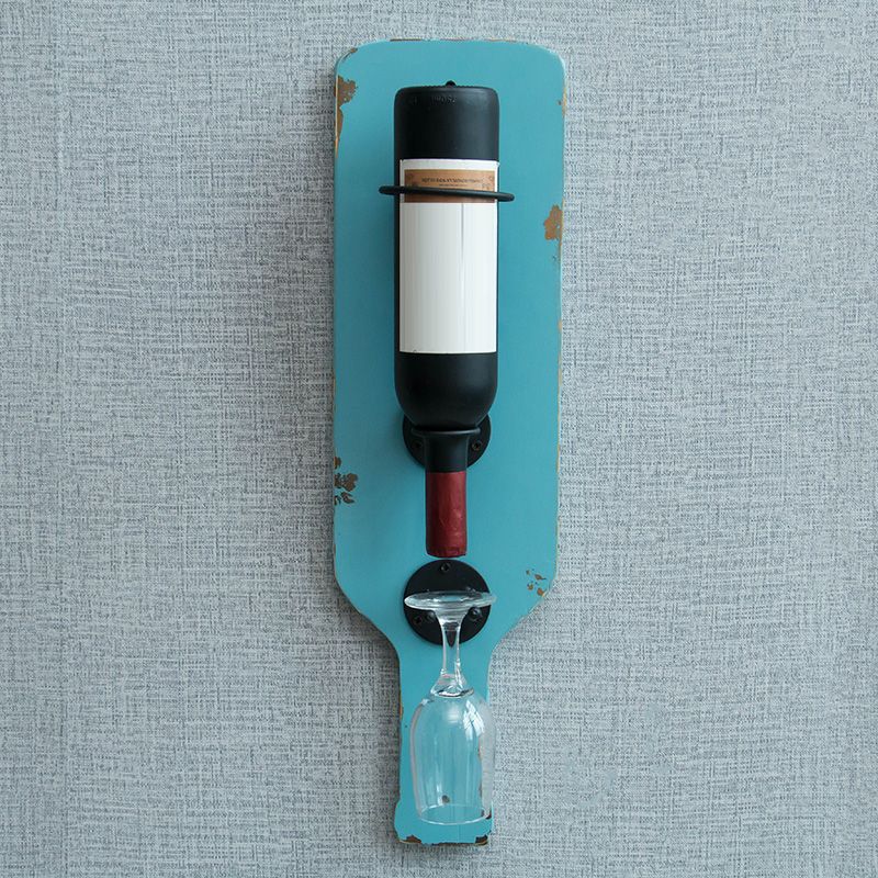 Metal Wall Mounted Wine Bottle & Glass Rack Industrial Wine Rack