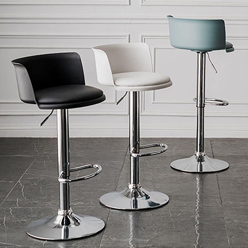 Industrial Backrest Armless Counter Stool Iron Cafe Bar Stool with Adjustable Cushion