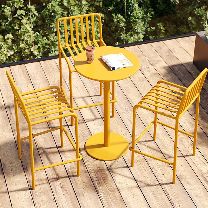 1/3/4 Pieces Industrial Round Bar Table Set Pub Table with Metal Pedestal