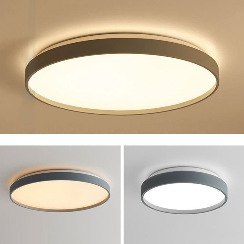 Plafonnier rond simple en métal pour salle d'étude, éclairage LED encastré avec diffuseur en acrylique