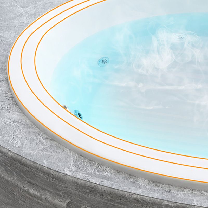 Modern Round White Acrylic Bathtub Embedded Bathtub with Drain and Massage Device
