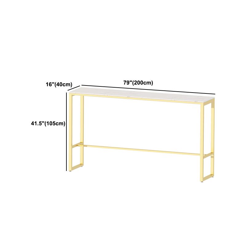 Glam 1/4 Pieces Bar Table Set Rectangle Stone Counter Table with High Stools for Kitchen