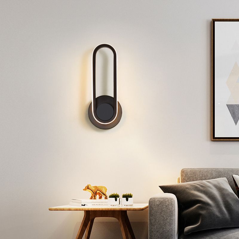 1-Light Oval Wall Mount Light Modern Style Metal Wall Sconce Lights