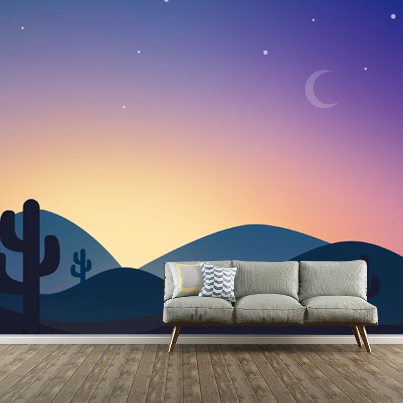 Waterproof Aurora Mountain Wall Mural Scandinavian Non-Woven Wall Art, Custom Size