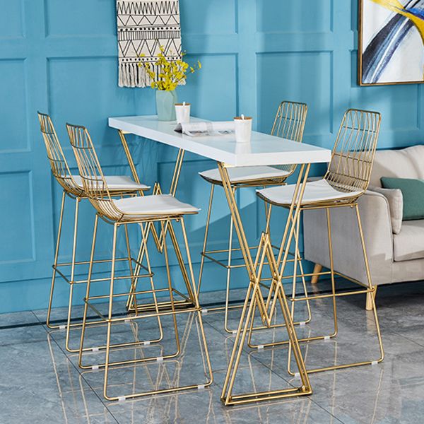 Traditional Luxury Solid Wood Table Gold and Metal Base Bar Table