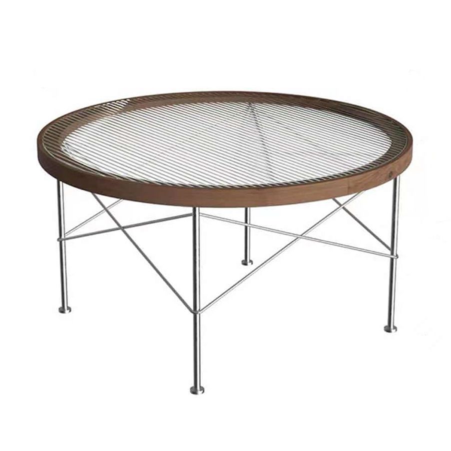 Modern Cross Legs Coffee Table Round Glass Top Coffee Cocktail Table for Living Room
