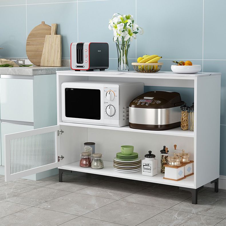 Dining Room Island Table Modern Marble Prep Table with Storage Cabinet