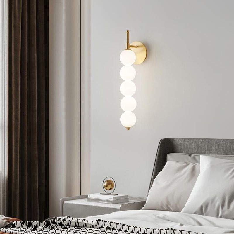 Modern Style White Shade Wall Mounted Sconce Glass Wall Lights for Bedroom