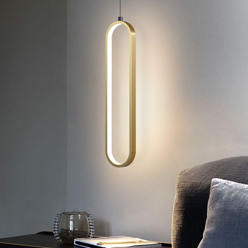 Illuminazione a sospensione lineare minimalista, tonalità rettangolare appesa la luce per camera da letto