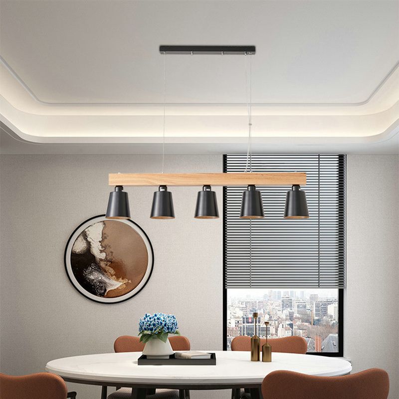 Apparecchi di illuminazione per isola moderna del soffitto lineare in legno per sala da pranzo