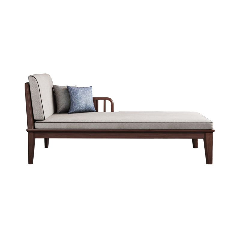 71.65" L Walnut Slipcovered Chaise Lounge Couch with 2 Pillows