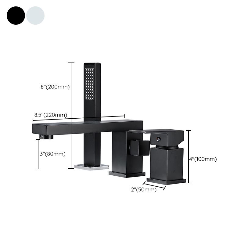 Modern Deck Mounted Metal Freestanding Tub Filler Low Arc Freestanding Faucet with Hose