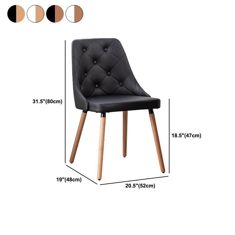 Modern PU Leather Dining Chairs Parsons Furniture with Wood Legs in Matte Finish for Home