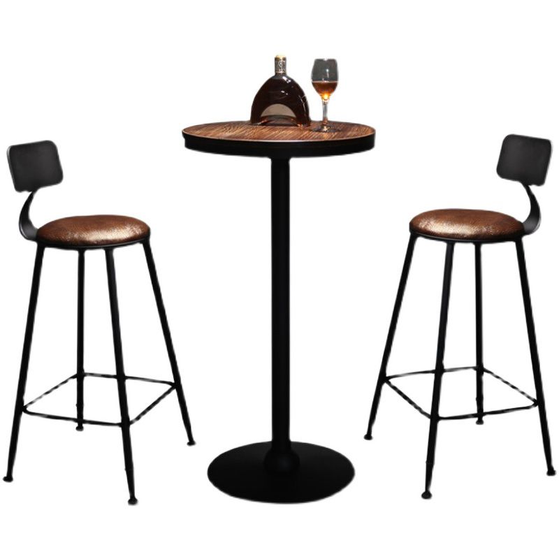 Industrial Brown Bar Table Set 1/3/5 Pieces Solid Wood Counter Table for Indoor