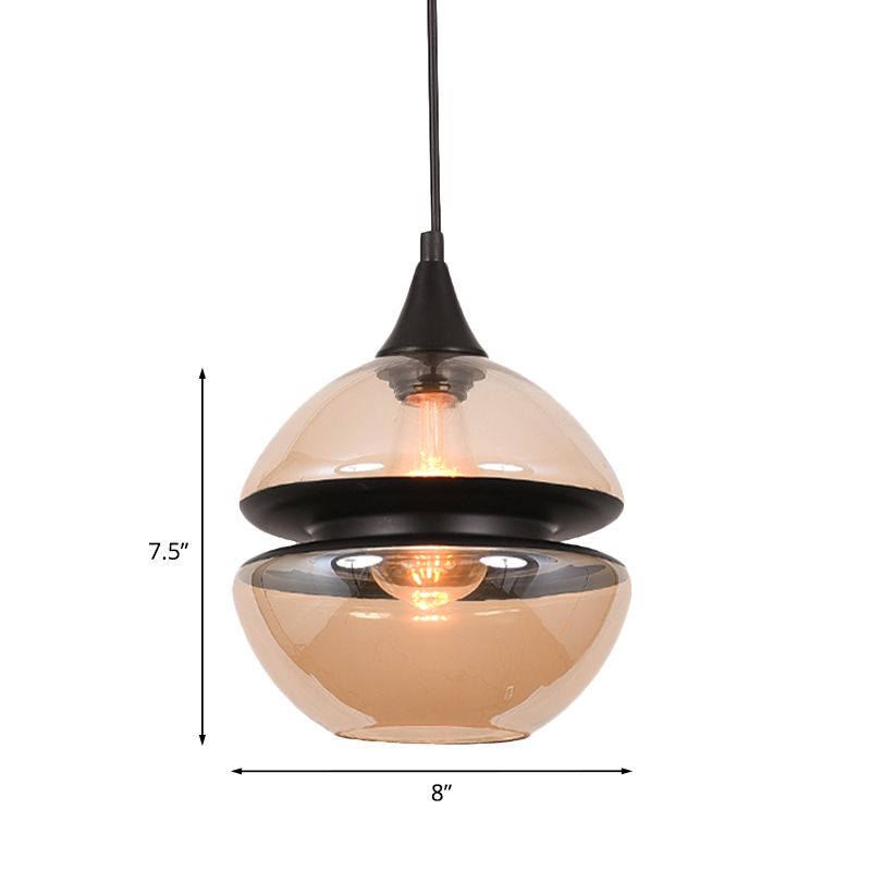 Brown Gourd/Ellipse/Cone Pendant Lamp Modern 1 Light Glass Hanging Light Fixture for Dining Room