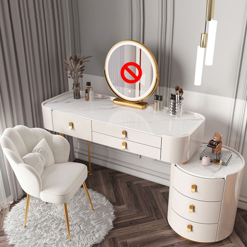 Contemporary Wood Vanity Dressing Table Set Glass/Slate Top Makeup Counter