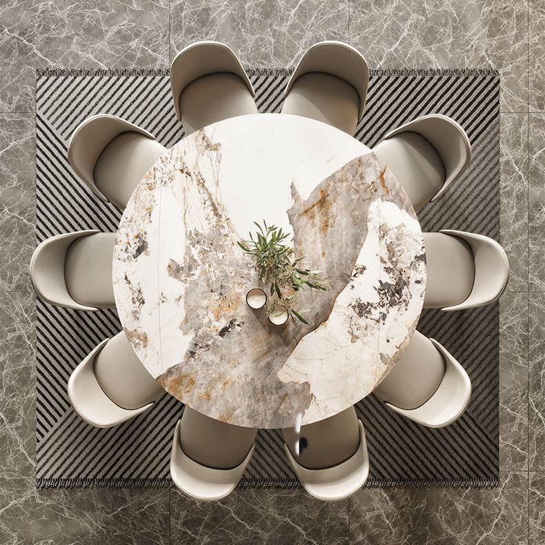 Table à manger extensible moderne table à manger ronde avec 4 pattes en bois
