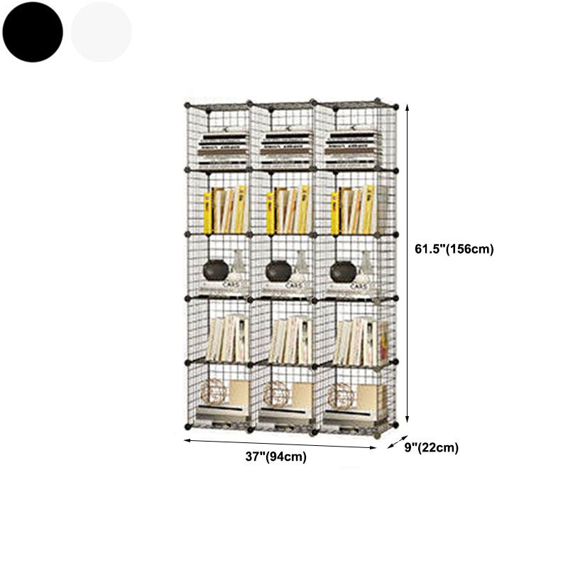Contemporary Metal Shelf Bookcase Closed Back Home Book Shelf
