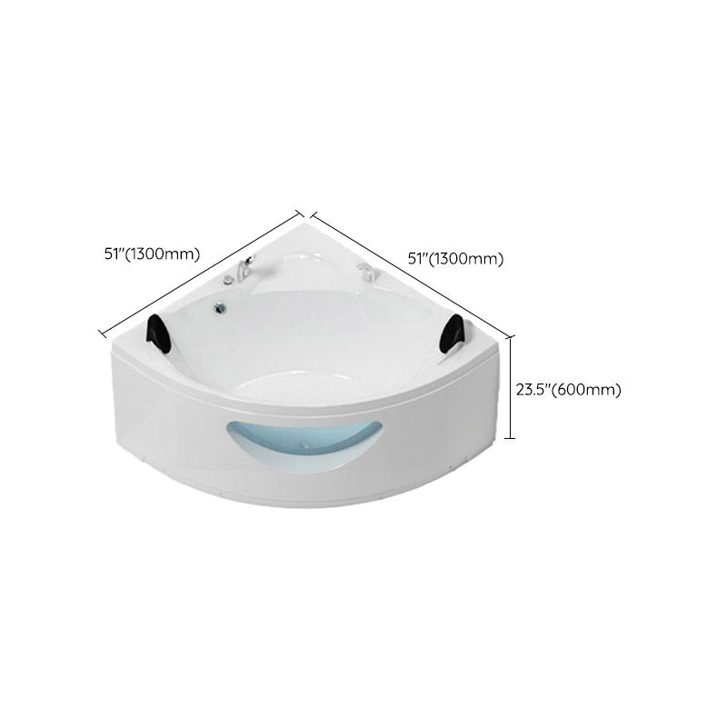 Contemporary Acrylic Corner Bath Tub White Tub with Internal Drain