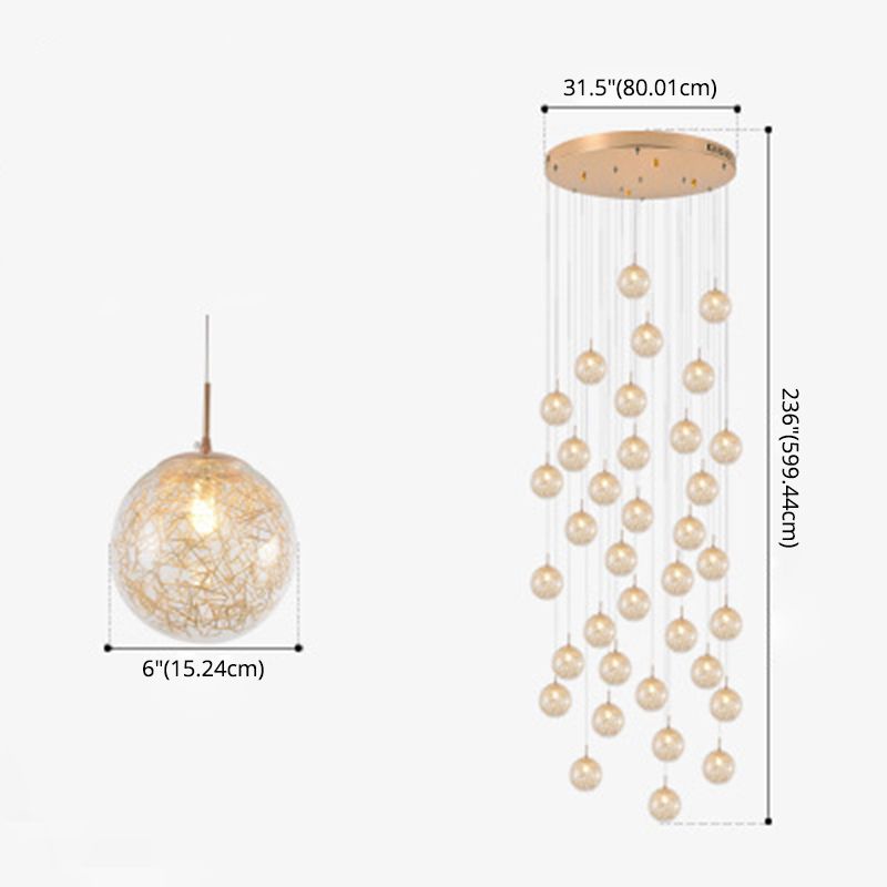 Globe Multi Light Pendant Mid-Century Modern Creativity Glass Hanging Pendant Lights for Duplex Stairs