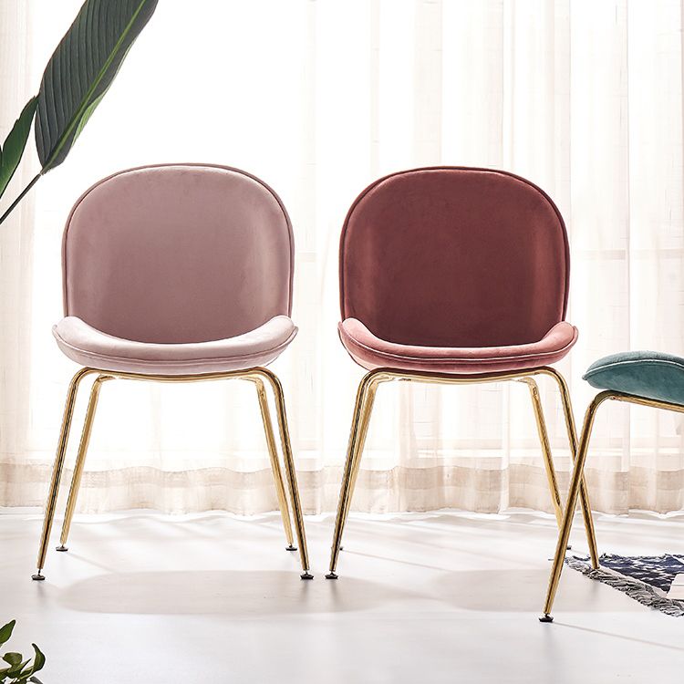 Flannel Scandinavian Bedroom Side Chair Parsons Matte Finish Dining Chair with Gold Legs