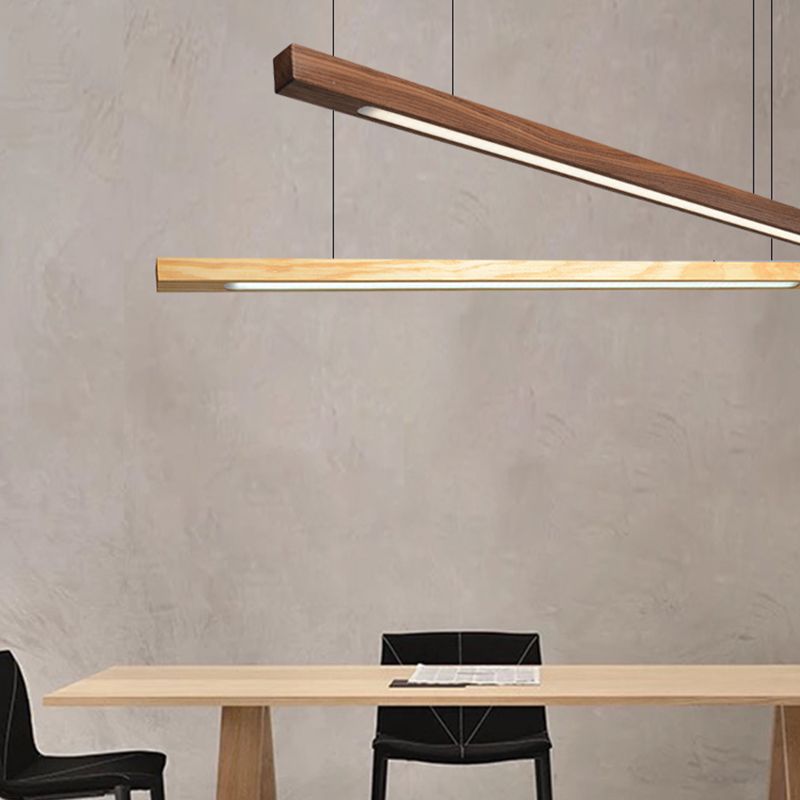 Nordic Style Strip Shape Island Light Wood LED Island Light for Living Room