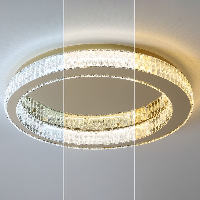 Living Room K9 Crystal Flush Mount Light Fixture Contemporary Cylinder Flush Light Fixture