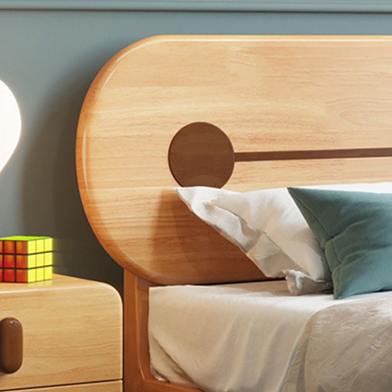 84.65 inch Wide Scandinavian Standard Bed Solid Wood Bed with Headboard