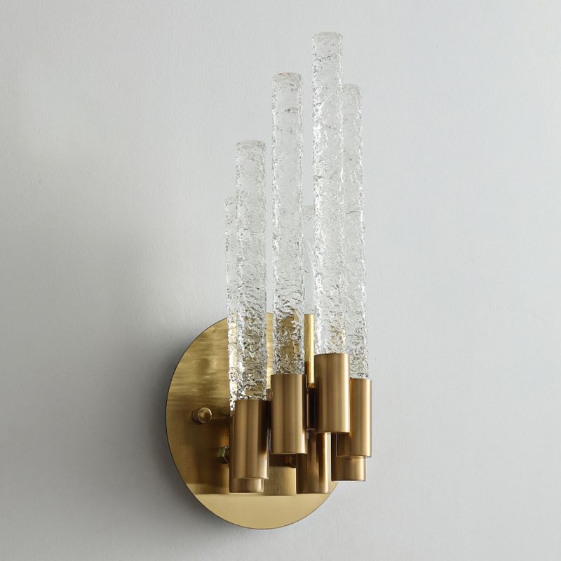 Unique Shade Multi Lights Wall Sconce Modern Style Crystal Wall Mount Light Fixture in Brass