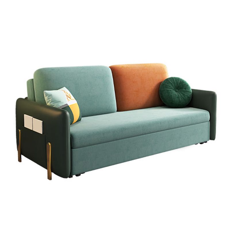 34" Wide Glam Futon Sofa Bed Green Futon Sleeper Sofa with Storage