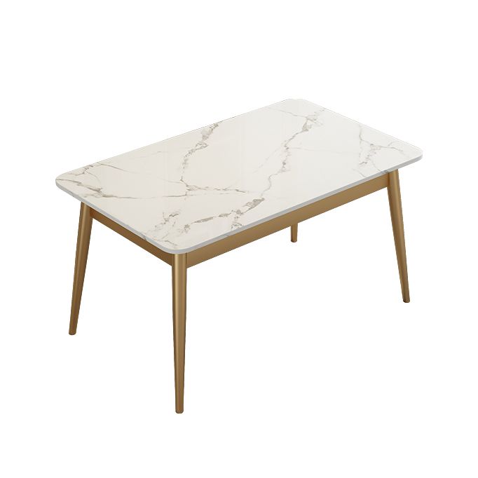 Minimalist White Rectangle Shape Dining Set Sintered Stone Top Dining Set with 4 Legs Table